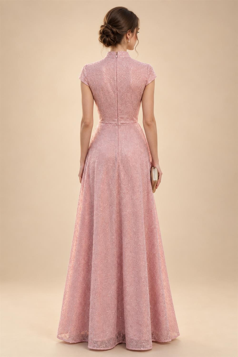 Jacquard A-Line/Princess V-Neck Floor-Length Mother of the Bride & Groom Dresses with Ruched Waist & Pockets (SHI22501298)