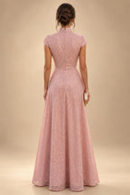 A-Line/Princess Strapless Lace Appliques Floor-Length Mother of the Bride & Groom Dresses with Pleats, Ruched Waist & Sweep Train (SHI22501664)