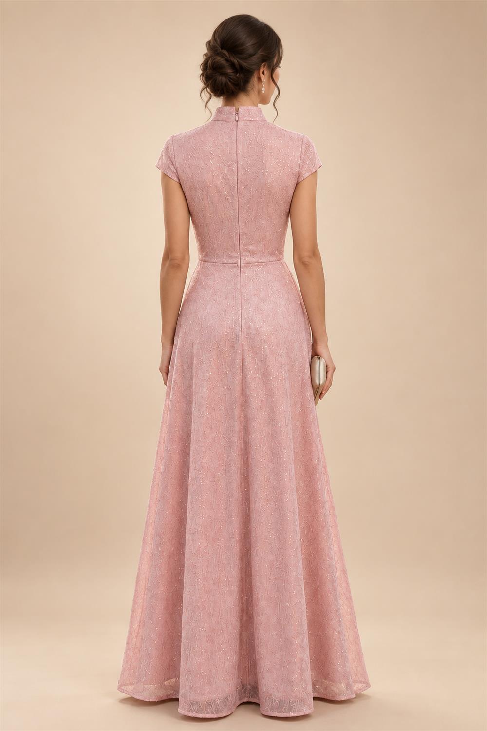 Pantsuit Scoop Neck Satin Maxi Mother of the Bride Pantsuits with Fluffy Feather Trim Cuffs (SHI22501692)