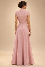 A-Line Chiffon Cape Sleeves Floor-Length Mother of the Bride & Groom Dresses with Ruched Waist (SHI22500705)