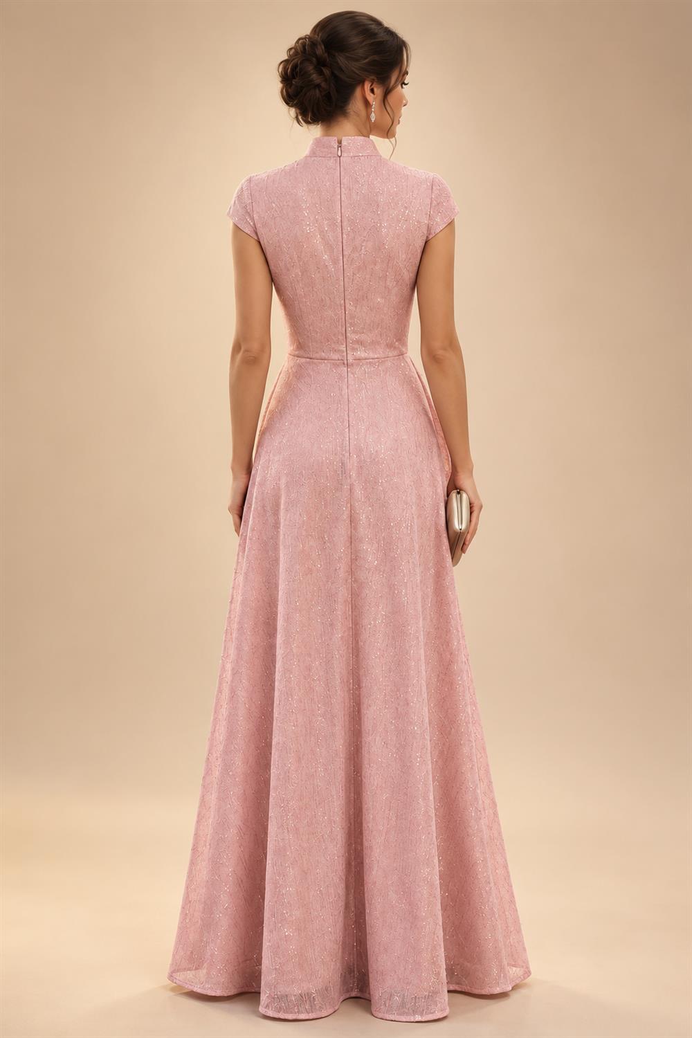 A-Line Chiffon Cape Sleeves Floor-Length Mother of the Bride & Groom Dresses with Ruched Waist (SHI22500705)