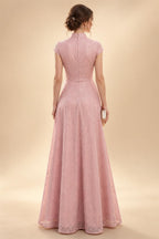 Jacquard A-Line/Princess V-Neck Floor-Length Mother of the Bride & Groom Dresses with Belt (SHI22500943)