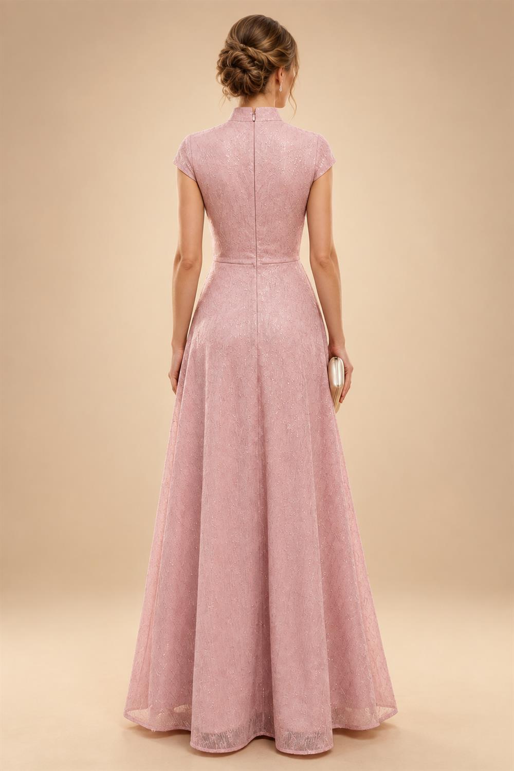 A-Line Floor-Length Chiffon Cape Sleeves Mother of the Bride & Groom Dresses with Tiered Ruffles (SHI22500723)