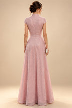 A-Line/Princess Off Shoulder Chiffon Floor-Length Mother of the Bride & Groom Dresses with Sequin, Lace Appliques & Pleats (SHI22501662)