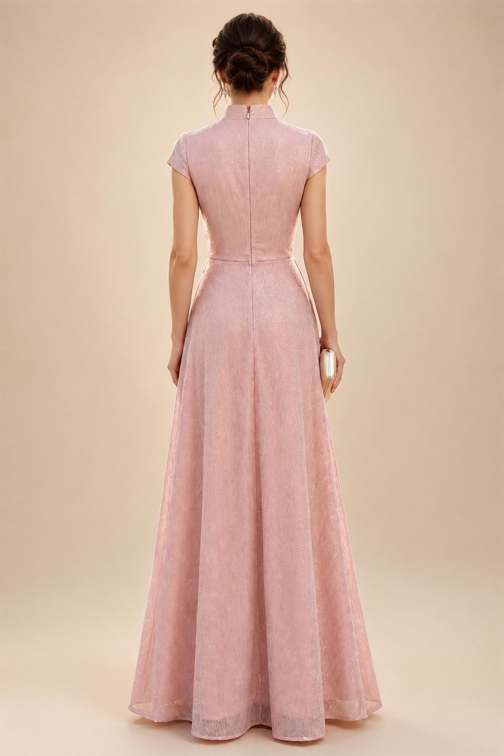 Sheath/Column V-Neck Stretch Jersey Maxi Mother of the Bride & Groom Dresses with Ruffles & Slit (SHI22501648)