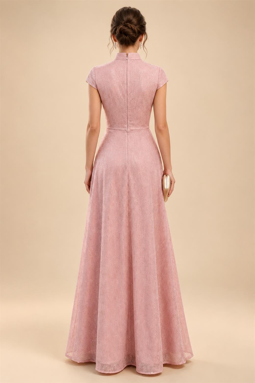 A-Line/Princess V-Neck Chiffon Maxi Mother of the Bride & Groom Dresses with Rhinestones & Pleats (SHI22501693)