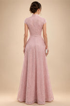 A-Line Metallic Satin Off Shoulder Bow Mother of the Bride & Groom Dresses with Floral Lace Appliques, Ruched Waist & Sweep Train (SHI22500425)