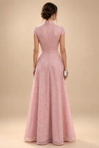 A-Line Chiffon Pleated Long Mother of the Bride & Groom Dresses with 3/4 Flutter Sleeves & Sequin Waist (SHI22500702)