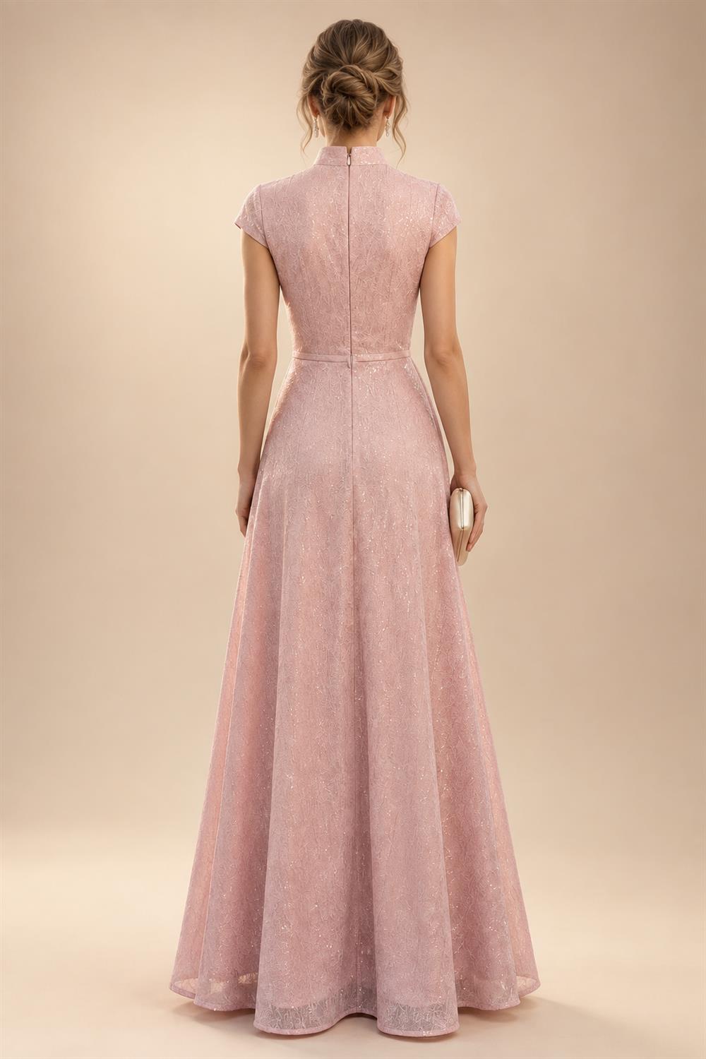 A-Line Chiffon Cape Sleeves Floor-Length Mother of the Bride & Groom Dresses with Floral Sequin Bodice (SHI22500691)