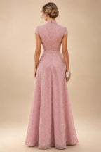 A-Line/Princess Off Shoulder Chiffon Floor-Length Mother of the Bride & Groom Dresses with Sequin, Lace Appliques & Pleats (SHI22501662)