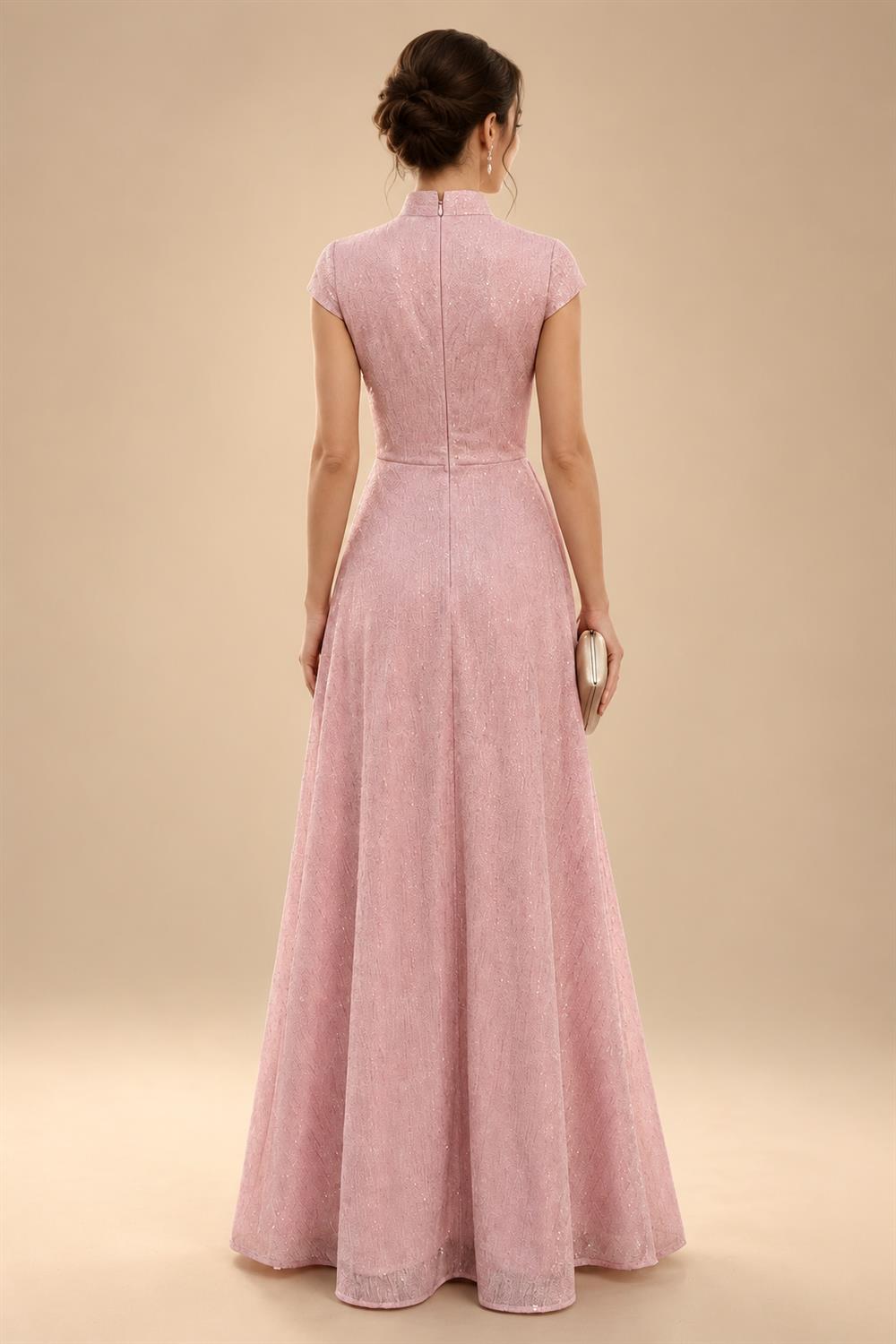 Pantsuit Scoop Neck Satin Maxi Mother of the Bride Pantsuits with Fluffy Feather Trim Cuffs (SHI22501692)