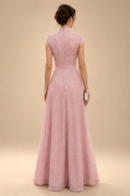 Pantsuit Scoop Neck Satin Maxi Mother of the Bride Pantsuits with Fluffy Feather Trim Cuffs (SHI22501692)
