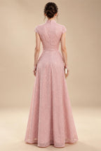 A-Line/Princess Scoop Neck Cap Sleeve Floor-Length Mother of the Bride Dresses with Lace Applique (SHI22500008)