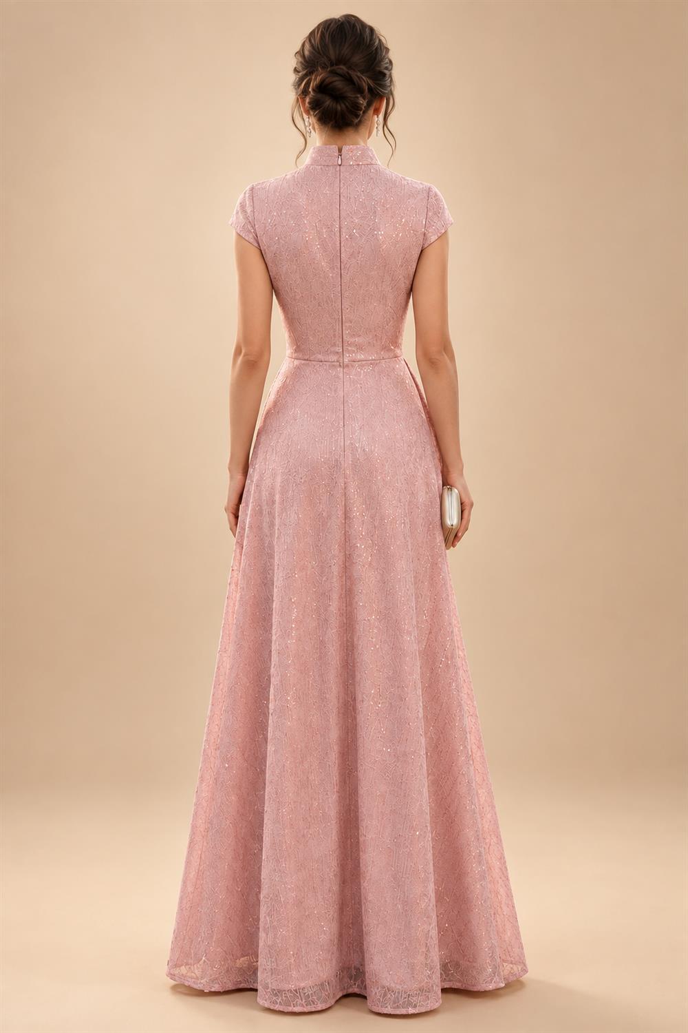 Sheath Chiffon Cape Sleeves Maxi Mother of the Bride & Groom Dresses with Ruched Waist (SHI22500727)