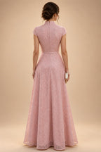 Sheath/Column V-Neck Jacquard Maxi Mother of the Bride & Groom Dresses with Ruffles & Slit (SHI25001047)