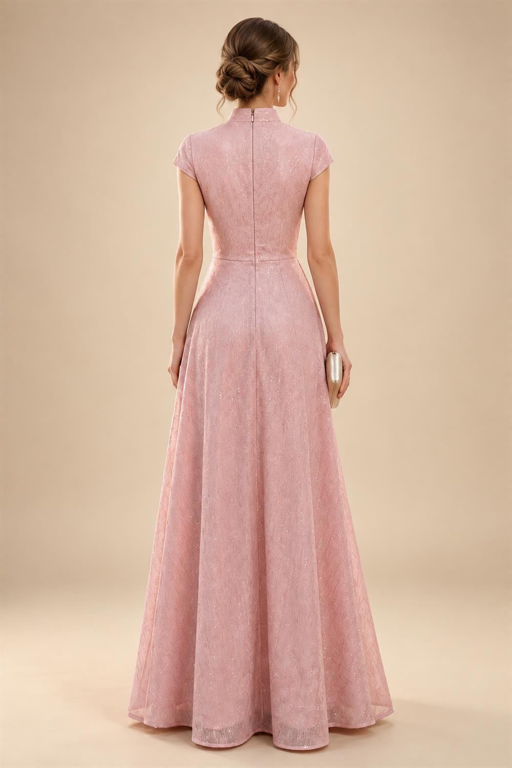 A Line Scoop 3/4 Sleeve Long Mixed Mother of the Bride Dresses with Sequins (SHI22500171)