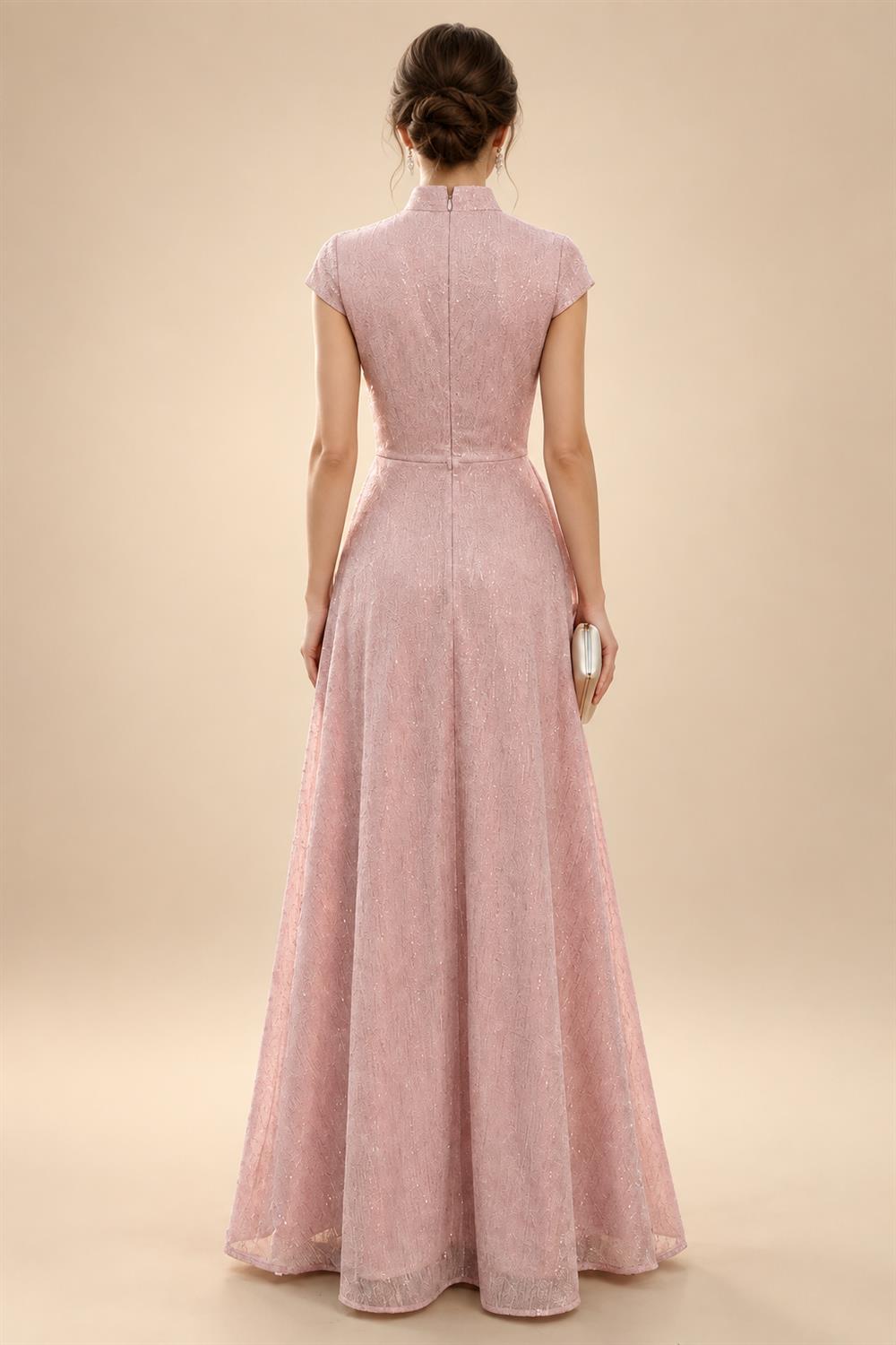 Jumpsuit Scoop Neck Chiffon Maxi Mother of the Bride Pantsuits with 3D Flowers & Bow (SHI22501634)