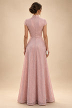 A-Line/Princess Scoop Neck Jacquard Floor-Length Mother of the Bride & Groom Dresses with Ruched Waist (SHI22501615)