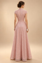 Sheath/Column Scoop Neck Chiffon Maxi Mother of the Bride & Groom Dresses with Lace Appliques, Sweep Train & Ruched Waist (SHI22501642)