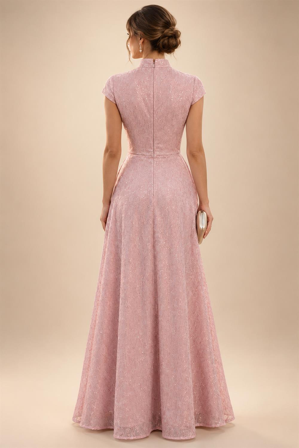 Sheath/Column V-Neck Jacquard Maxi Mother of the Bride & Groom Dresses with Ruffles & Slit (SHI25001047)