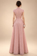 Jacquard Sheath/Column V-Neck Floor-Length Mother of the Bride & Groom Dresses with Ruched Waist (SHIB22500907)
