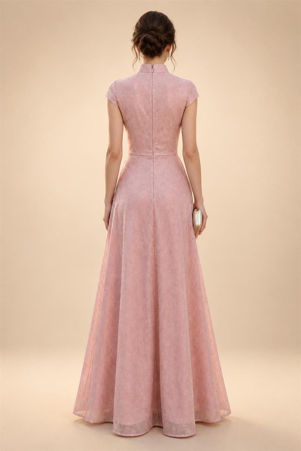 3/4 Sleeve Round Neck A-Line Midi Chiffon Mother of the Bride Dresses with Jacket (SHI22500386)