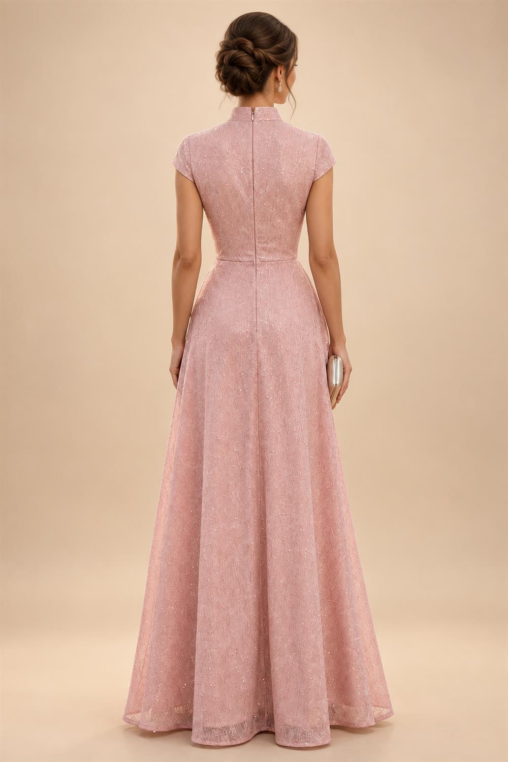 Sheath/Column Off Shoulder Stretch Jersey Floor-Length Mother of the Bride & Groom Dresses with Lace Appliques Sleeves & Slit (SHI22501550)