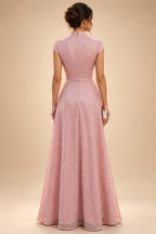 A-Line/Princess Off Shoulder Chiffon Maxi Mother of the Bride & Groom Dresses with Lace Appliques, Rhinestone & Pleats (SHI22501655)