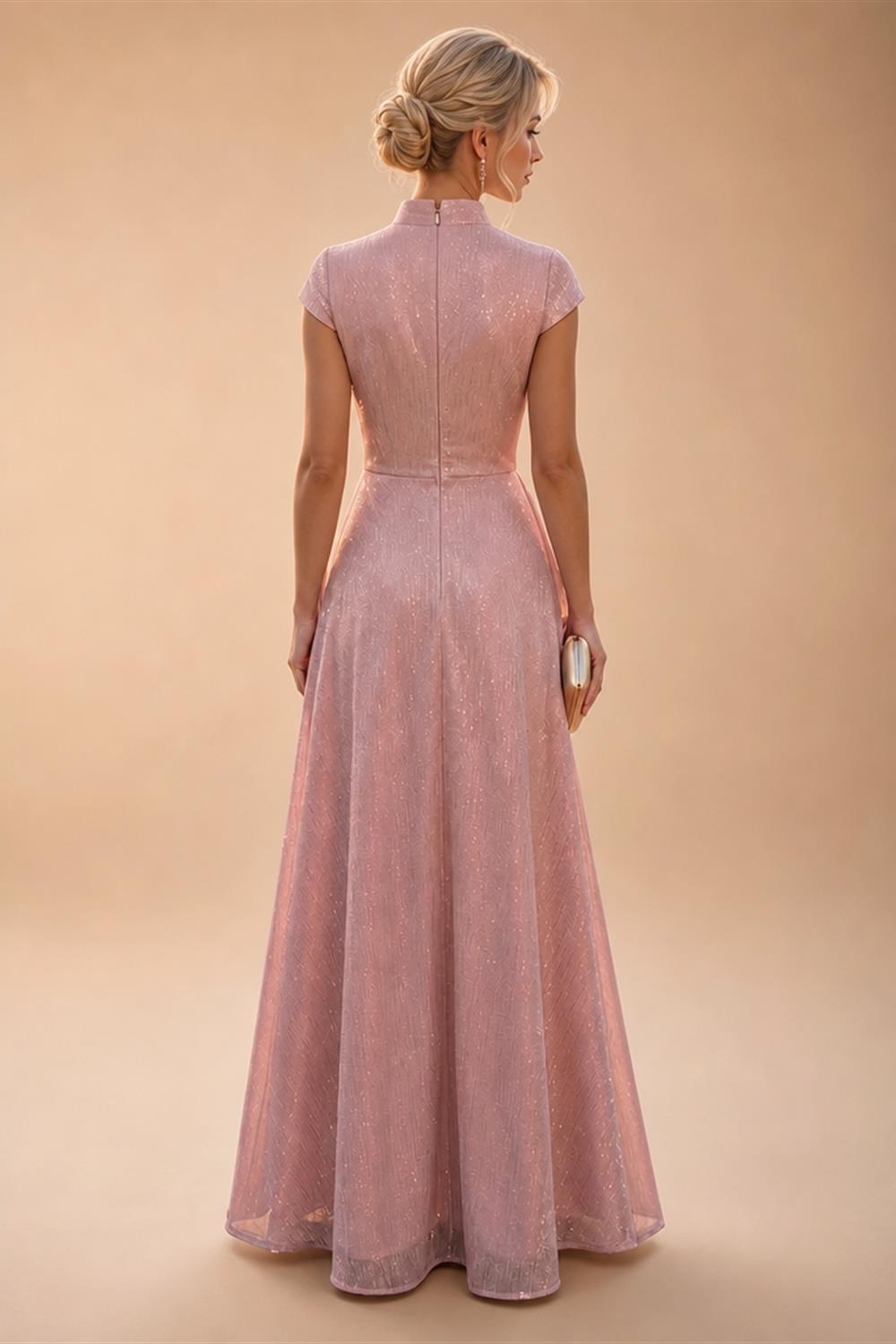 Jacquard Sheath/Column V-Neck Tea-Length Mother of the Bride & Groom Dresses for Women (SHI22501292)