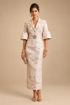 A-Line/Princess V-Neck Chiffon Maxi Mother of the Bride & Groom Dresses with Lace Appliques, Sweep Train & Bow (SHI22501641)