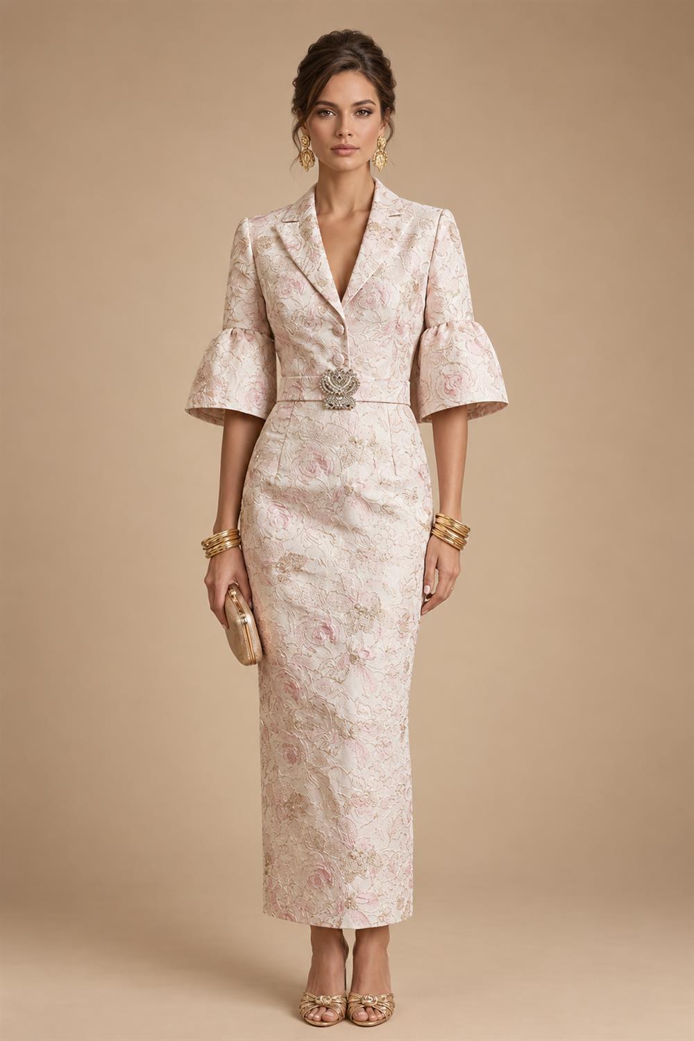 Two-Piece Mermaid Long Sleeve Floor-Length Mother of the Bride Dresses with Blazer Jacket (SHIA22500213)
