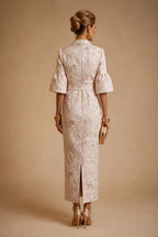 A-Line/Princess V-Neck Chiffon Maxi Mother of the Bride & Groom Dresses with Lace Appliques, Sweep Train & Bow (SHI22501641)