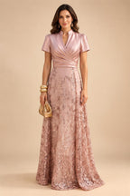 Jacquard Sheath/Column 3/4 Sleeves Floor-Length Mother of the Bride & Groom Dresses with Ruched Waist & Rhinestones (SHI22500801)