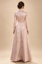 Jacquard A-Line/Princess V-Neck Floor-Length Mother of the Bride & Groom Dresses with Ruched Waist & Pockets (SHI22501298)