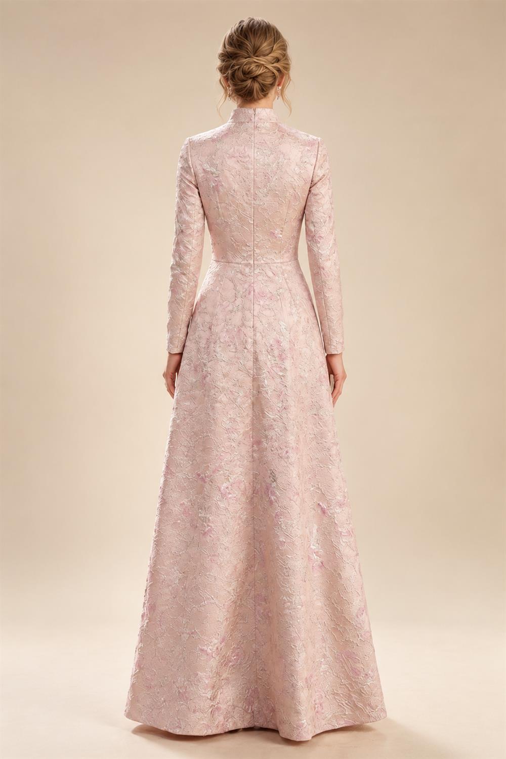 Jacquard A-Line/Princess V-Neck Floor-Length Mother of the Bride & Groom Dresses with Ruched Waist & Pockets (SHI22500984)