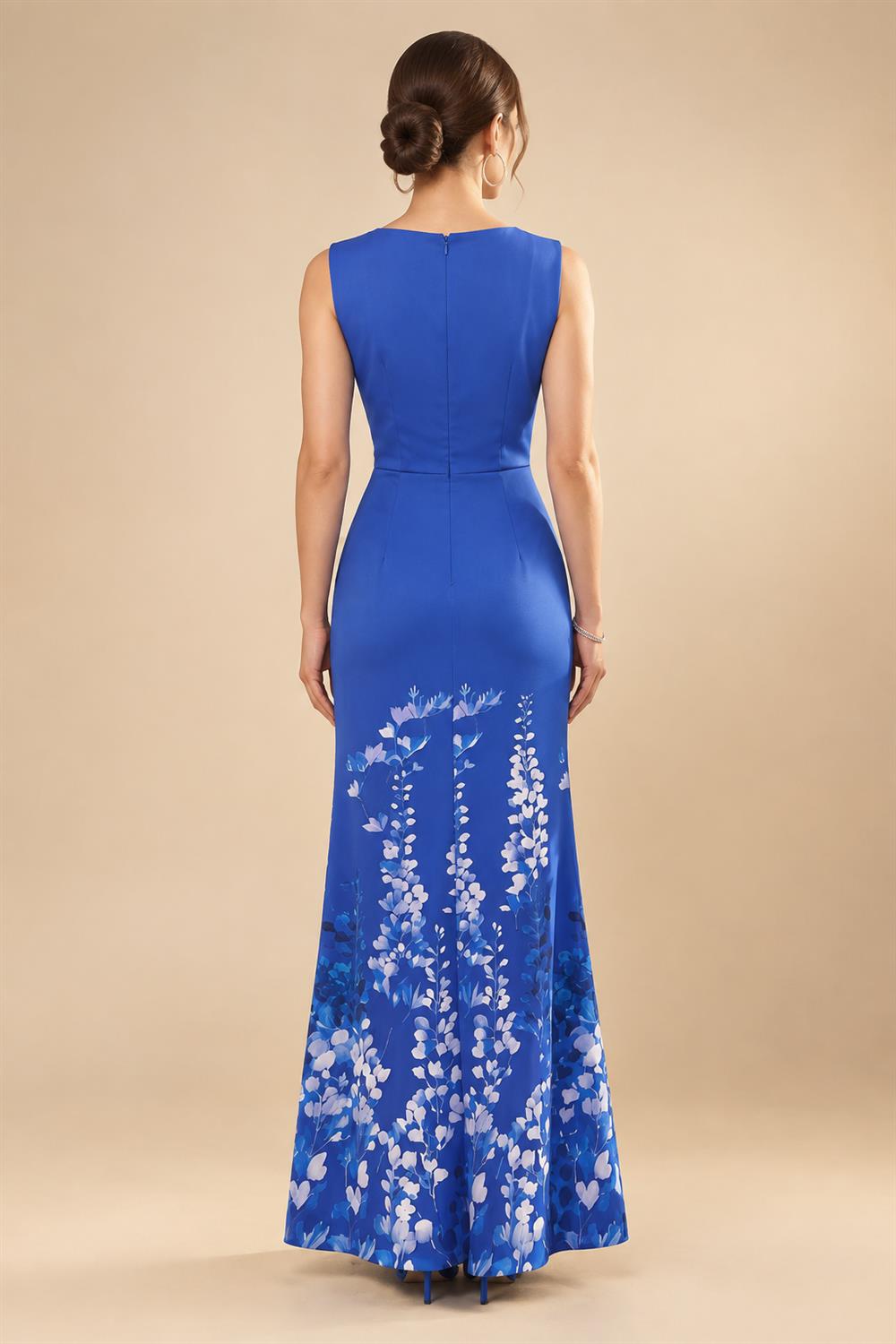 Floral Print Sheath/Column Scoop Neck Floor-Length Mother of the Bride & Groom Dresses with Ruched Waist (SHI22501153)