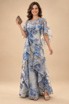 Jacquard A-Line/Princess Scoop Neck Floor-Length Mother of the Bride & Groom Dresses with Ruffles & Ruched Waist (SHI22501201)