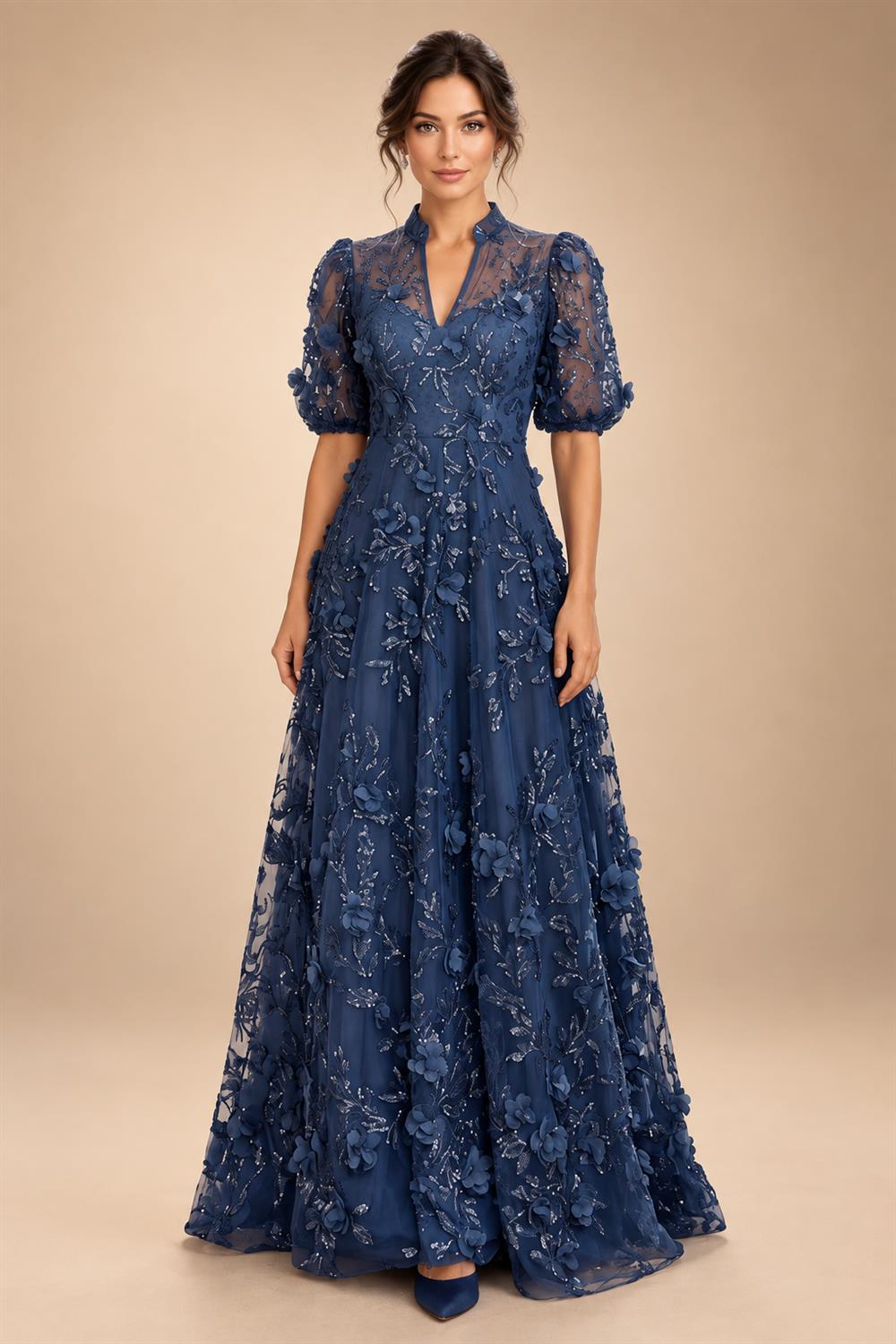 Sheath/Column Scoop Neck Chiffon Floor-Length Mother of the Bride & Groom Dresses with Lace Appliques (SHI22501639)