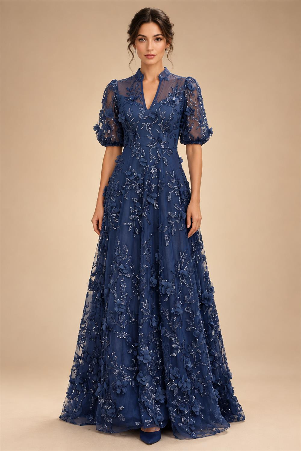 A-Line/Princess V-Neck Chiffon Floor-Length Mother of the Bride & Groom Dresses with Lace Appliques & Pleats (SHI22501605)