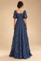 Jumpsuit Scoop Neck Chiffon Maxi Mother of the Bride Pantsuits with 3D Flowers & Bow (SHI22501634)