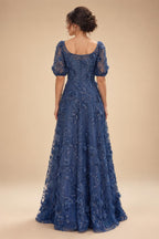 A-Line/Princess Scoop Neck Satin High-Low Mother of the Bride & Groom Dresses with Lace Appliques, Ruffles & Pleats (SHI22501633)