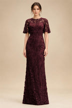 Lace Floral Sheath/Column Scoop Neck Floor-Length Mother of the Bride & Groom Dresses for Women (SHI22501493)