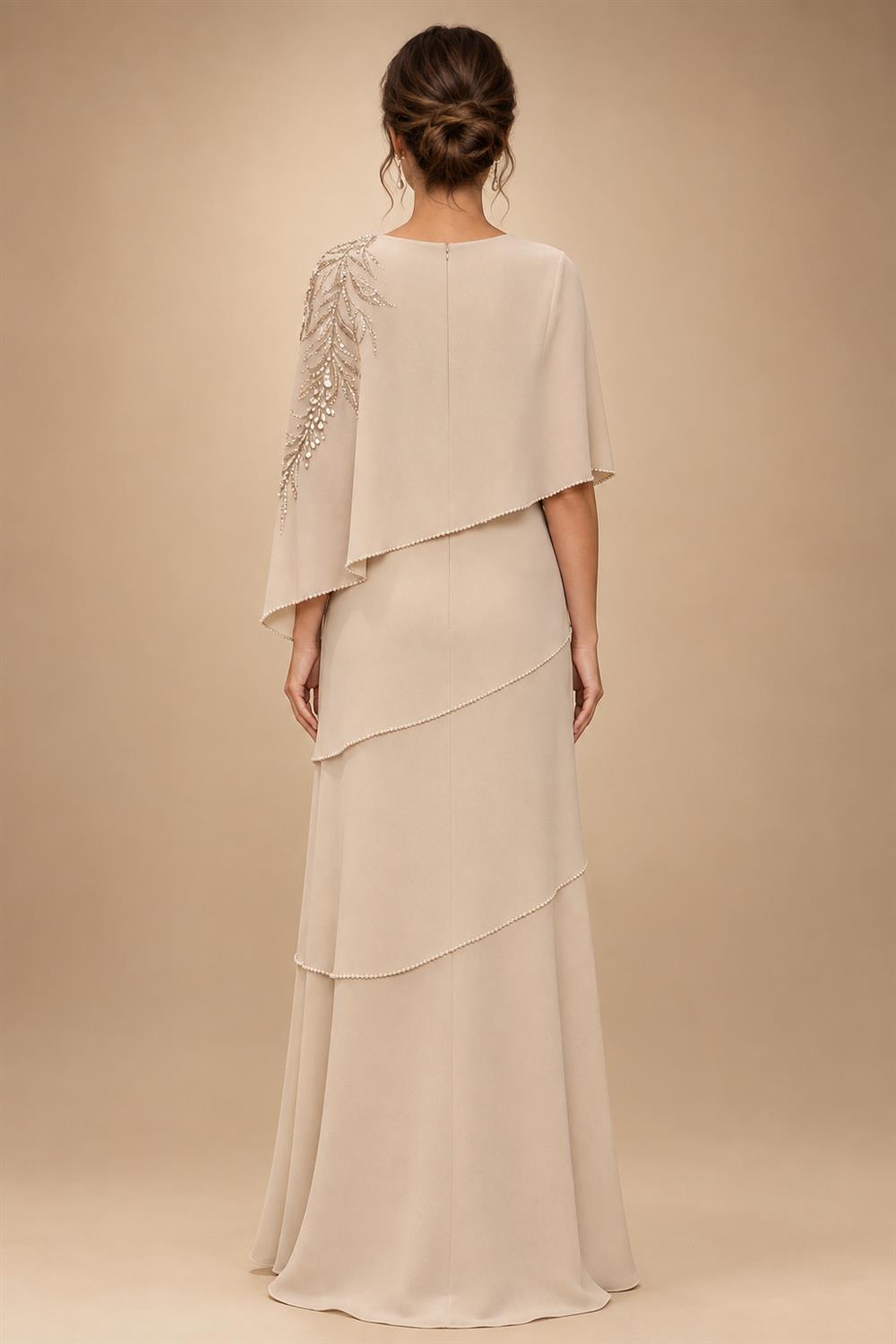 Chiffon A-Line/Princess Scoop Neck Floor-Length Mother of the Bride & Groom Dresses with Tiered Layers (SHI22501536)