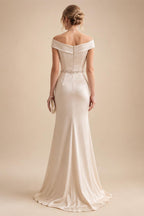 Sheath/Column Off Shoulder Chiffon Floor-Length Mother of the Bride & Groom Dresses with Lace Appliques (SHI22501551)