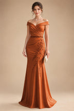 Sheath/Column Off Shoulder Chiffon Floor-Length Mother of the Bride & Groom Dresses with Lace Appliques (SHI22501551)