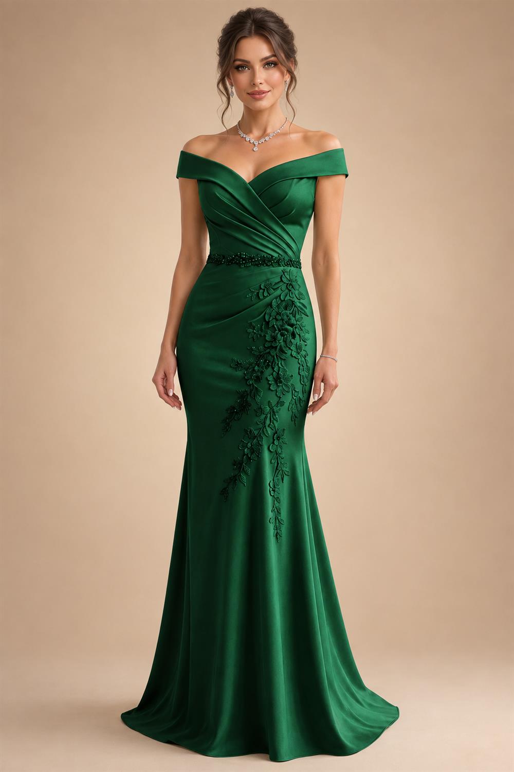 Sheath/Column Off Shoulder Chiffon Floor-Length Mother of the Bride & Groom Dresses with Lace Appliques (SHI22501551)