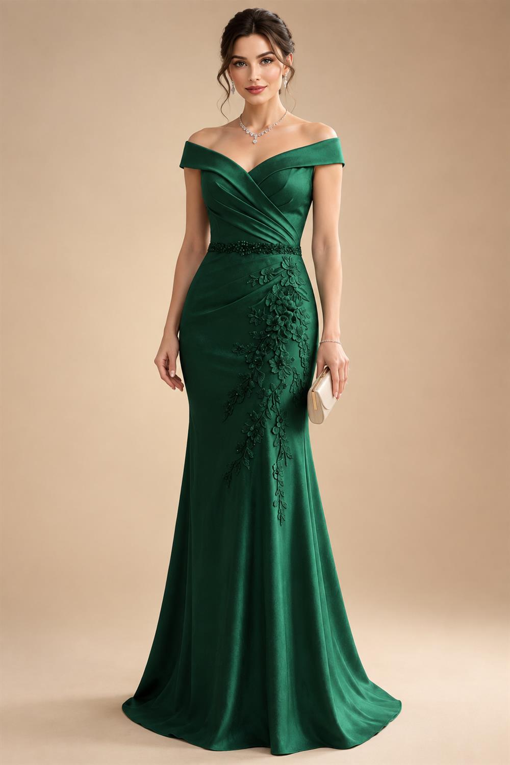Sheath/Column Off Shoulder Chiffon Floor-Length Mother of the Bride & Groom Dresses with Lace Appliques (SHI22501551)