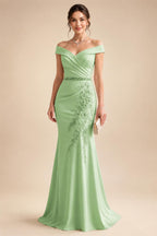 Sheath/Column Off Shoulder Chiffon Floor-Length Mother of the Bride & Groom Dresses with Lace Appliques (SHI22501551)
