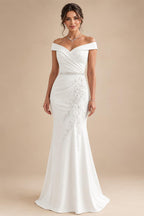 Sheath/Column Off Shoulder Chiffon Floor-Length Mother of the Bride & Groom Dresses with Lace Appliques (SHI22501551)