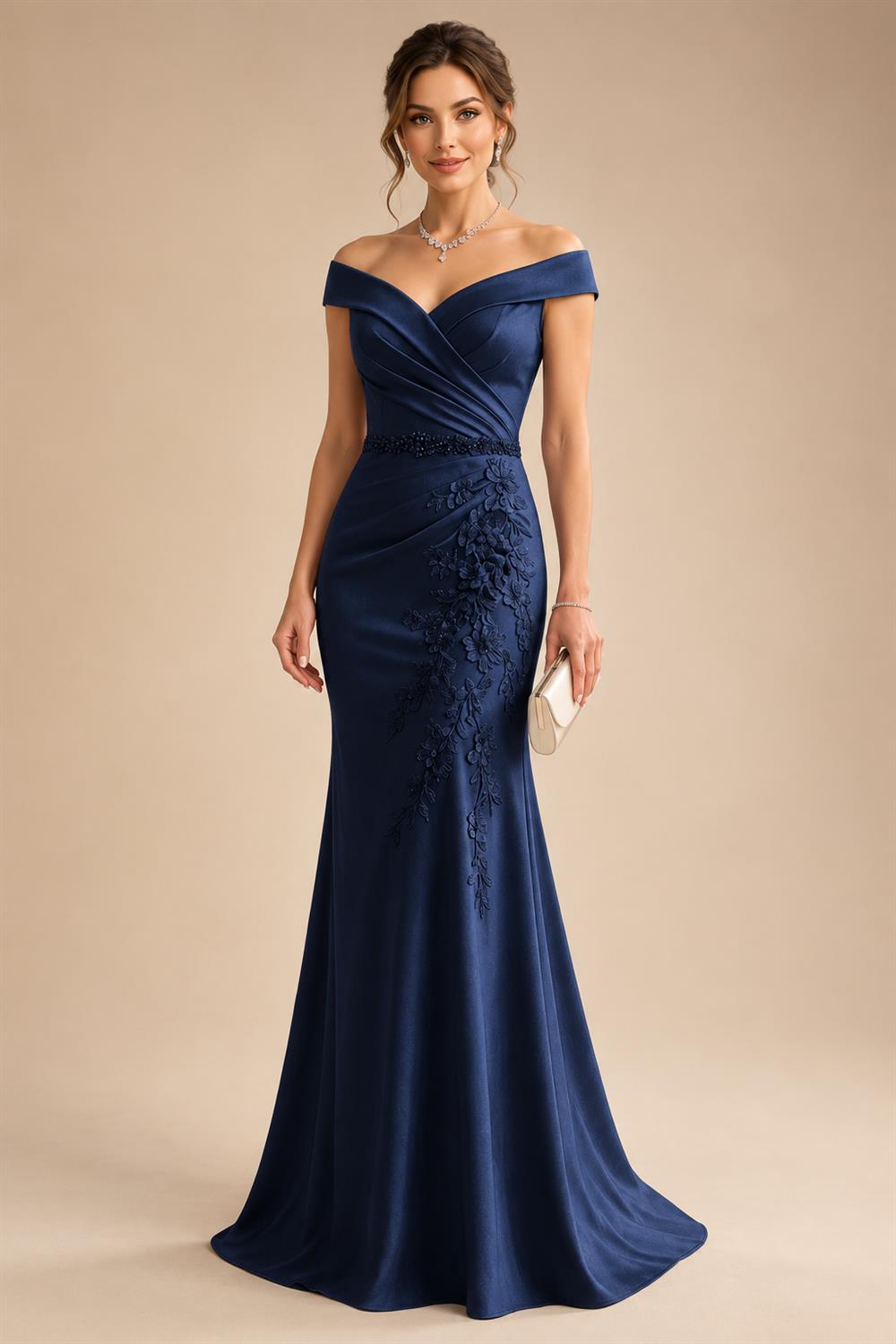 Sheath/Column Off Shoulder Chiffon Floor-Length Mother of the Bride & Groom Dresses with Lace Appliques (SHI22501551)